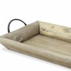 Homeroots Deep Wooden Tray with Metal Handles, Brown 399606